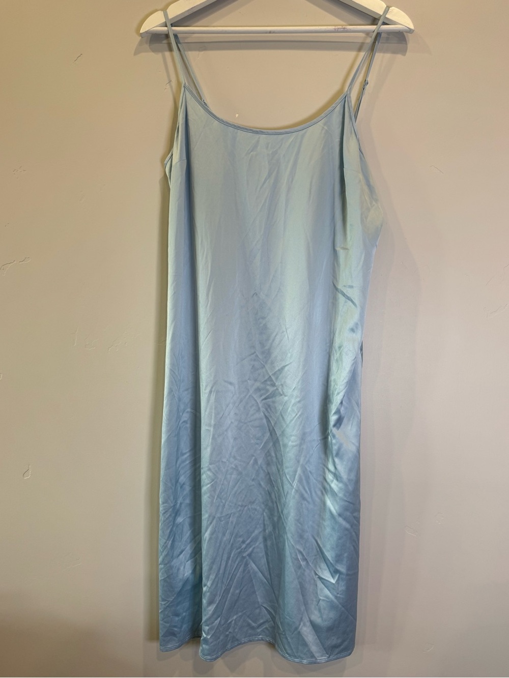 STAUD Satin Slip Dress in Pale Blue
